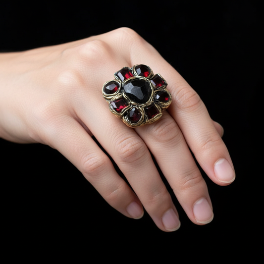 Chunky Raw Garnet Ring, Gemstone Statement Jewelry