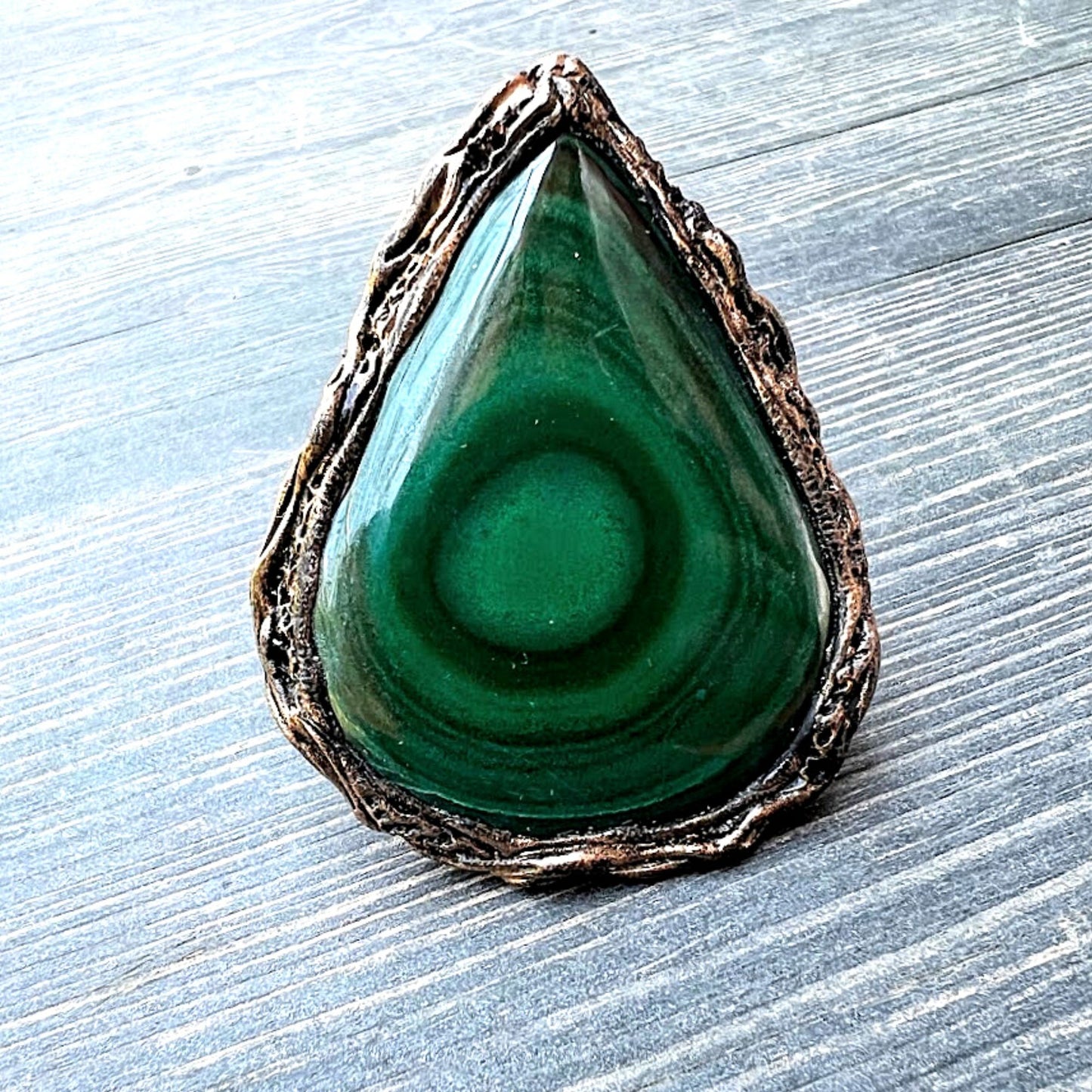 Malachite big ring for women, statement cocktail ring, oversize large green stone ring