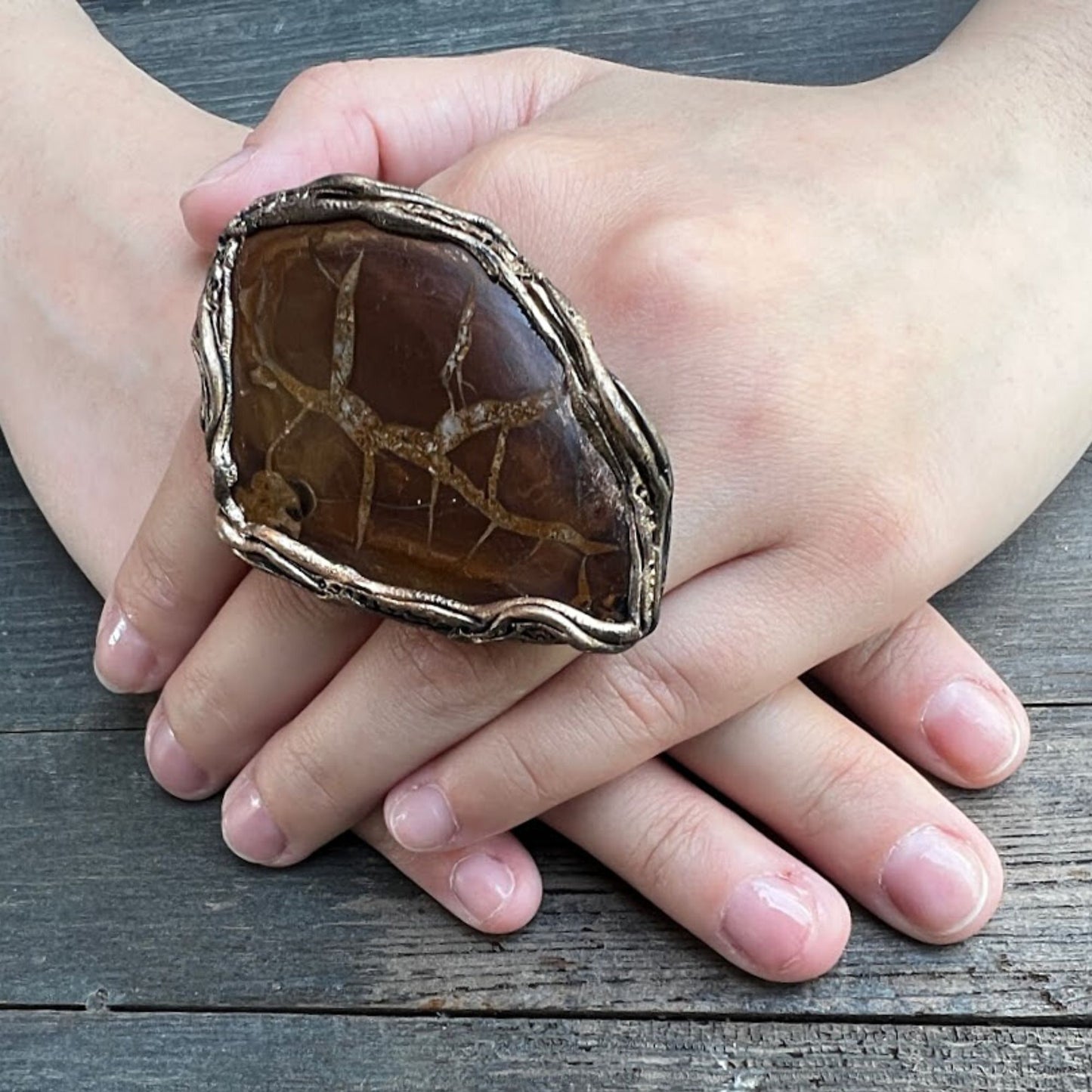 Septarian Gemstone Big Chunky Cocktail Ring