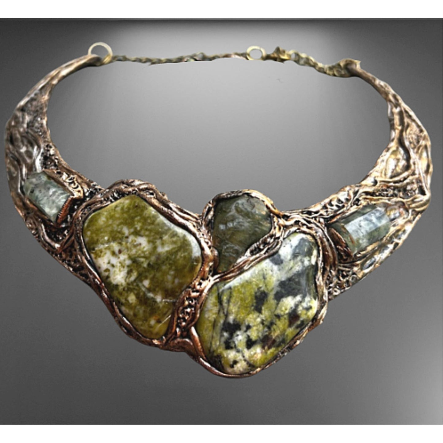 Green chunky designer necklace, choker collar necklace,