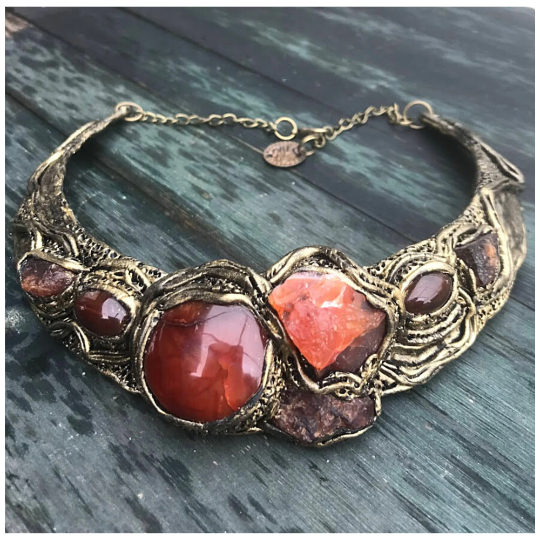 Carnelian collar necklace