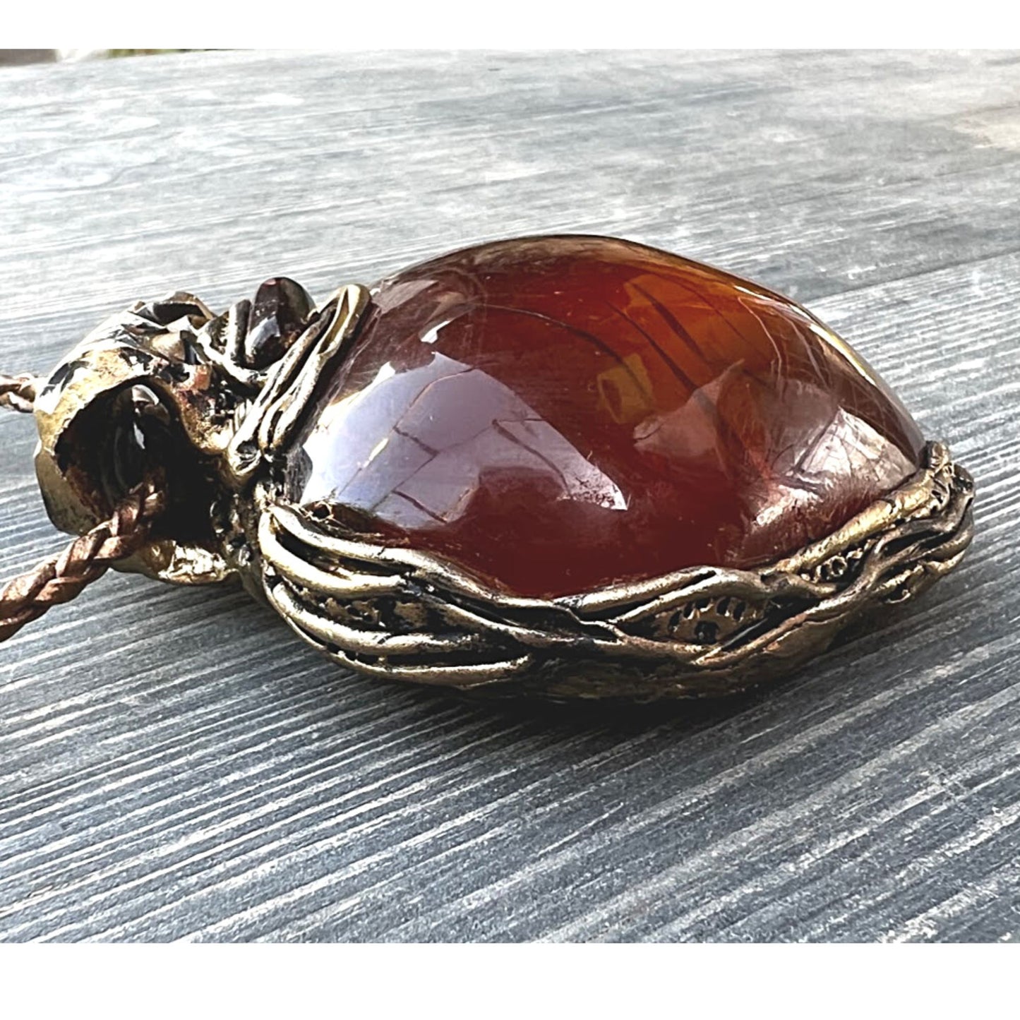 Large Amber necklace, heart pendant, good luck necklace