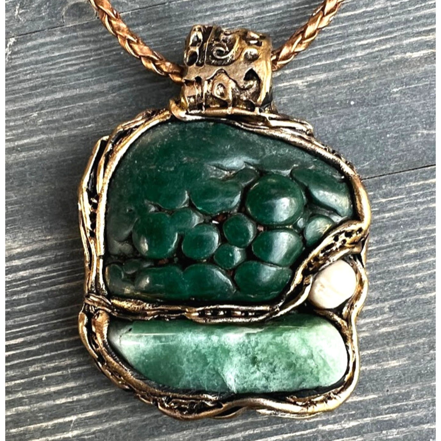 Malachite necklace, green Aventurine necklace, large stone pendant, rare stone necklace