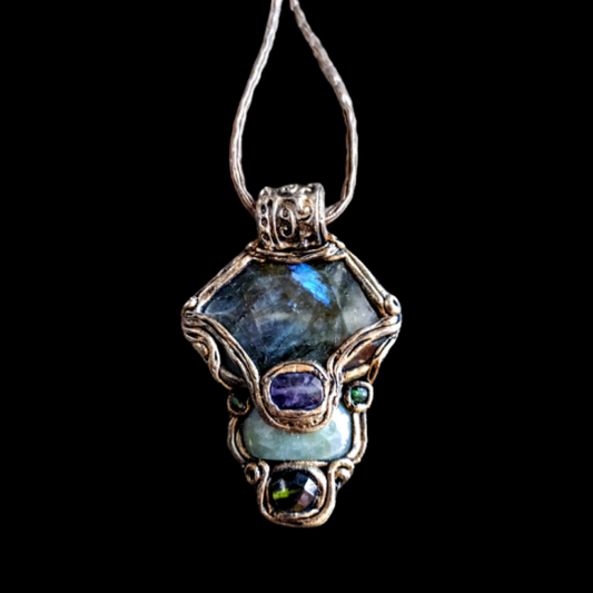 Labradorite, Amethyst, Aventurine necklace