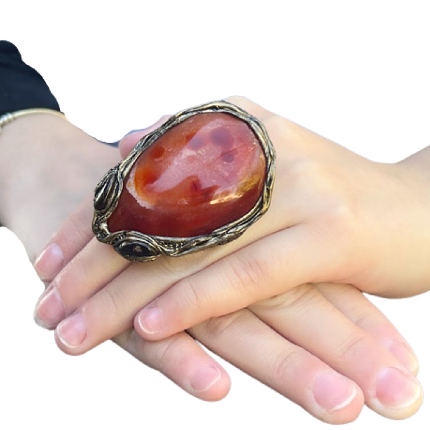 Carnelian big stone ring, huge statement ring, large cocktail ring