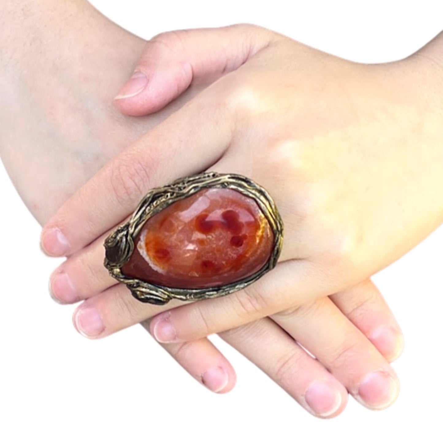 Carnelian big stone ring, huge statement ring, large cocktail ring