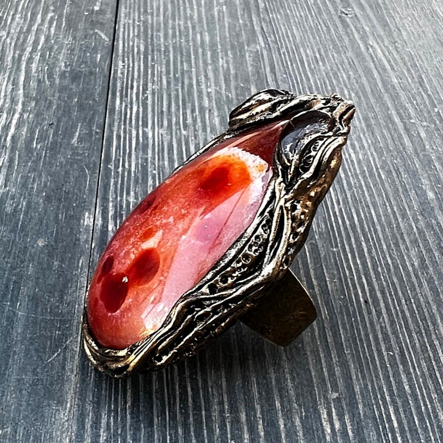 Carnelian big stone ring, huge statement ring, large cocktail ring