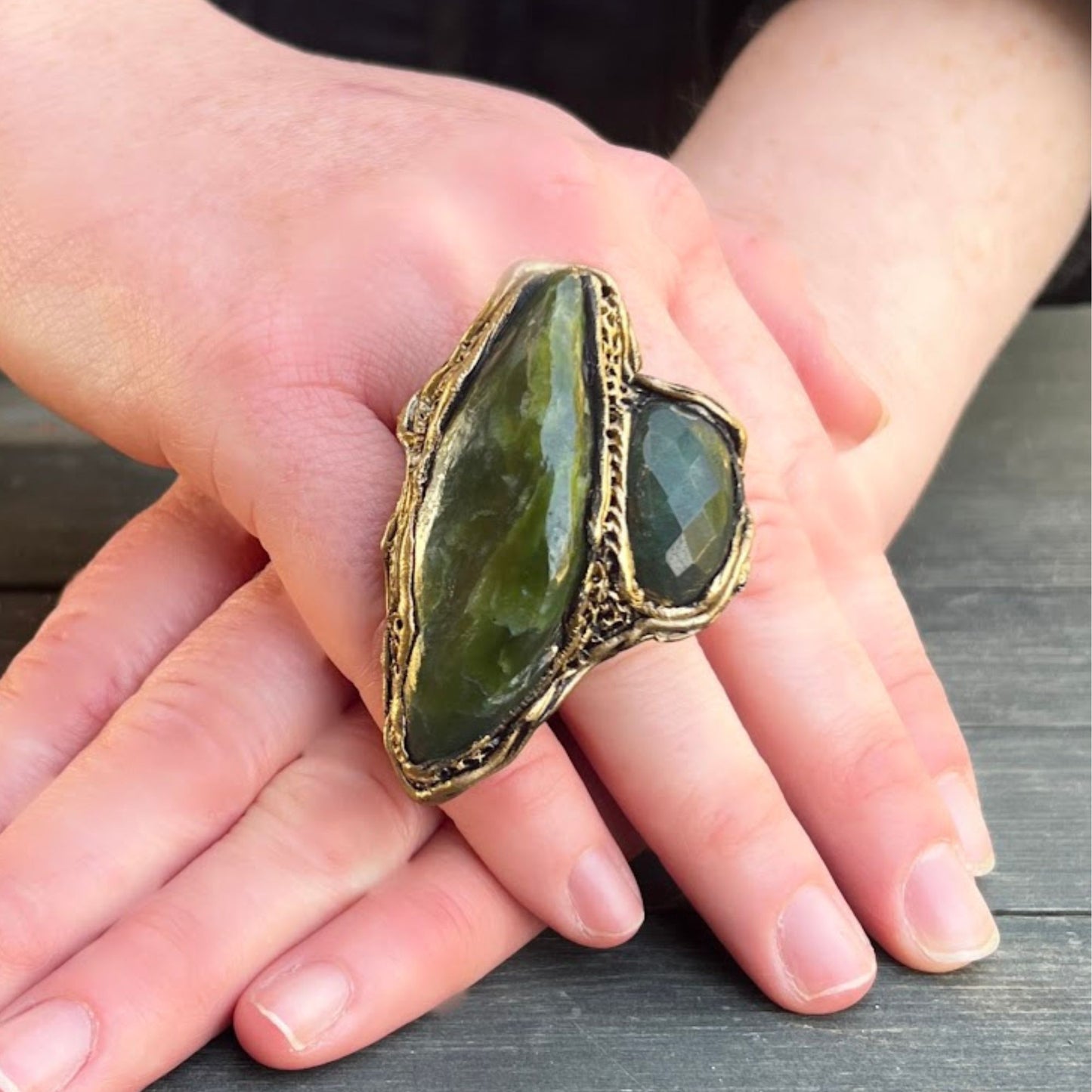 Green Jade statement ring