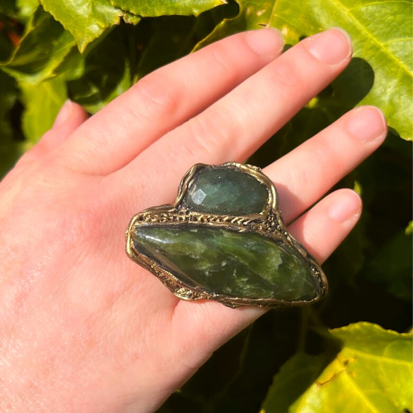 Green Jade statement ring