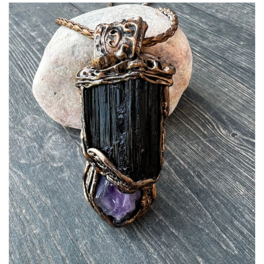 Black Tourmaline & Amethyst