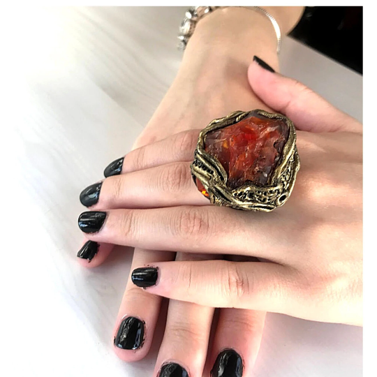 Raw Carnelian ring