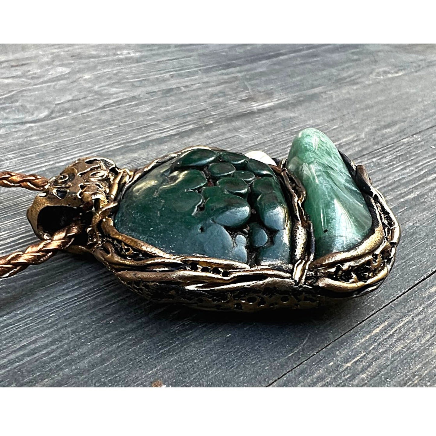 Malachite necklace, green Aventurine necklace, large stone pendant, rare stone necklace