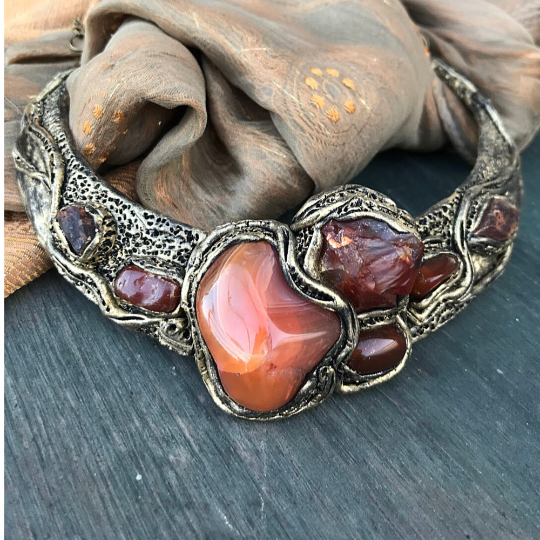 Carnelian collar necklace