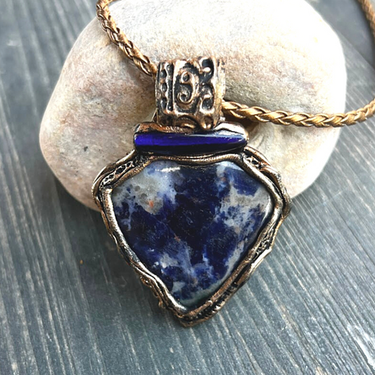 Sodalite pendant, healing crystal necklace