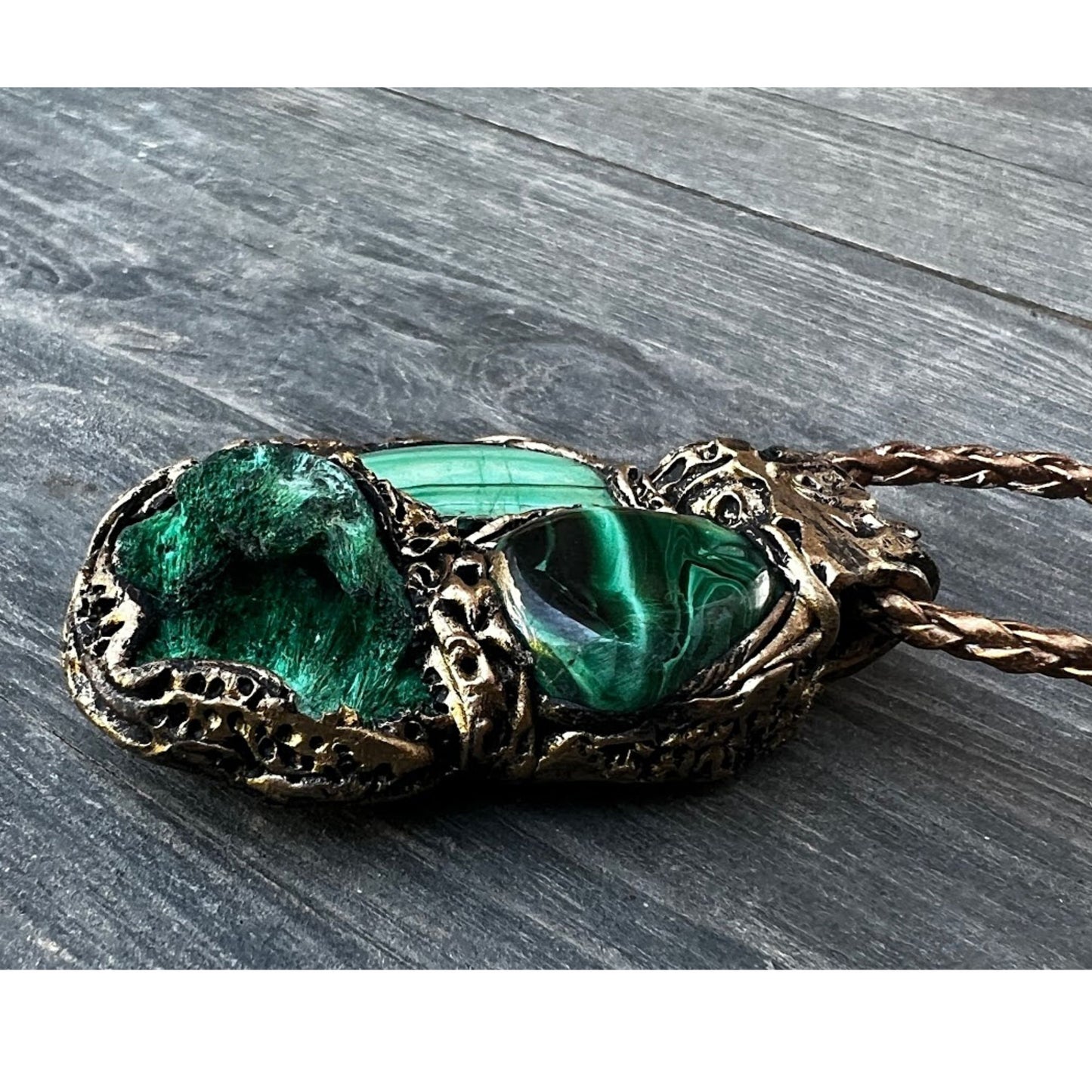 Malachite necklace, green Jade pendant, raw crystal necklace