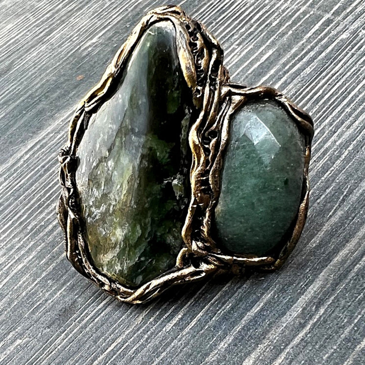 Jade ring, Big Green Aventurine ring, chunky stone ring, oversize cocktail ring
