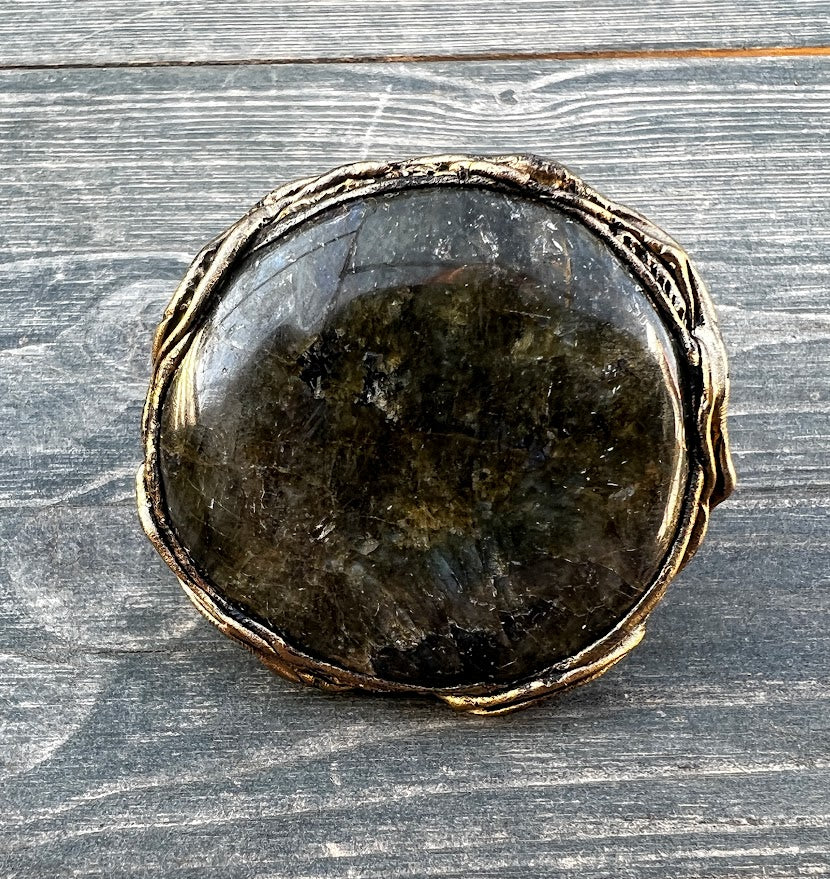 Oversize huge gemstone ring, Labradorite ring, big chunky stone ring, large cocktail ring