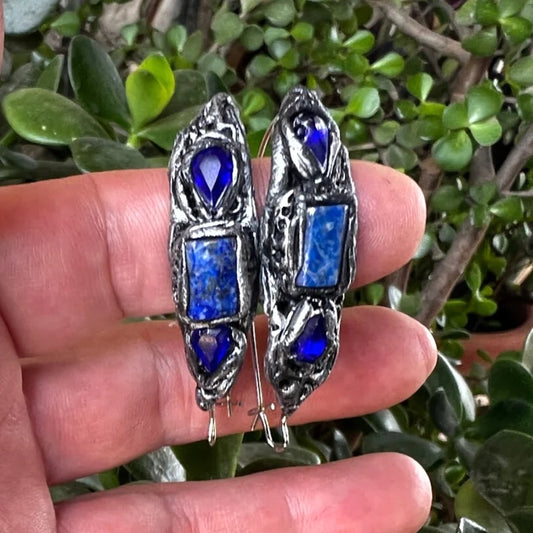 Lapis Lazuli earrings, blue boho earrings