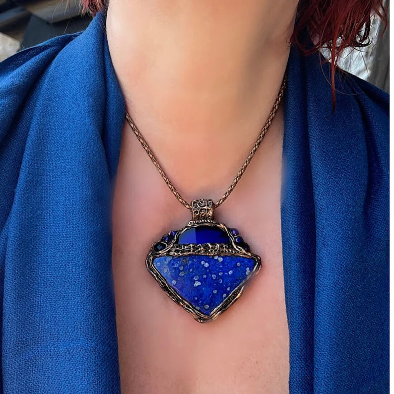 Lapis Lazuli & cobalt blue glass